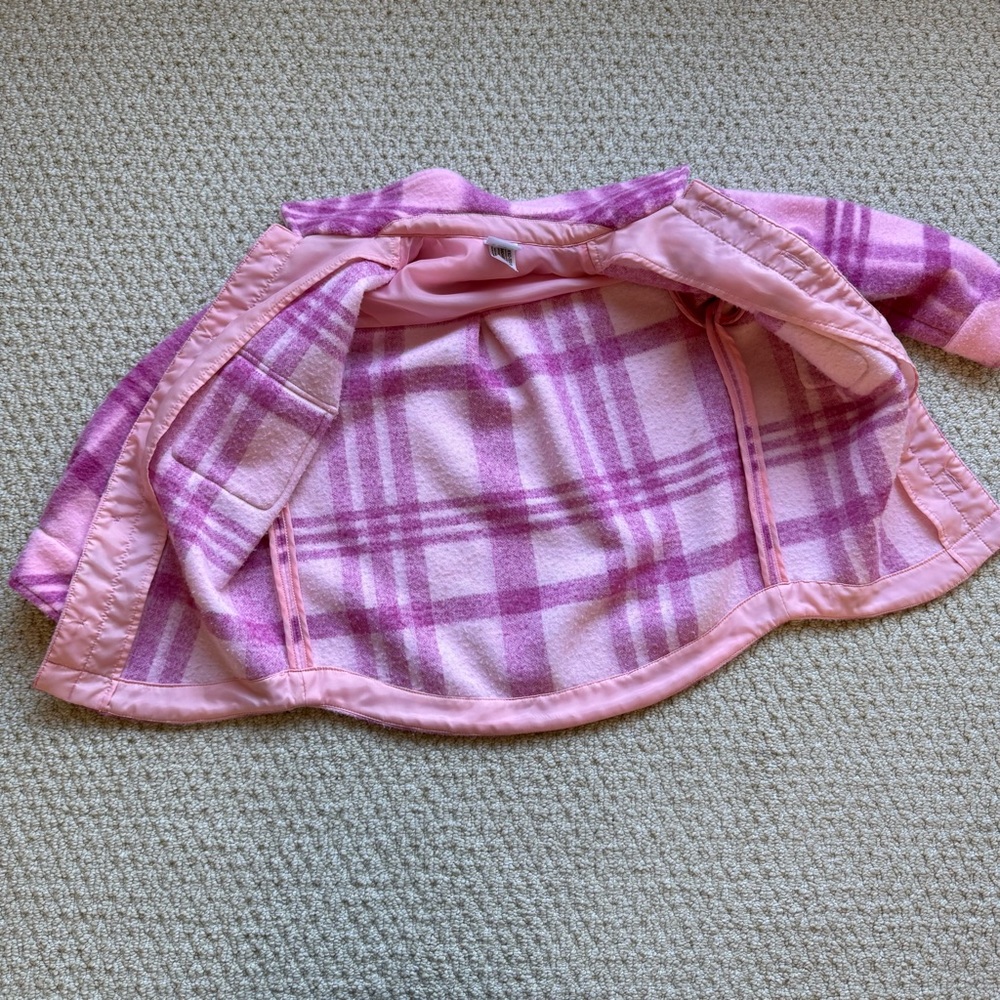 Hanna Andersson Faux Wool Felt Plaid Jacket size 5 in Pink - Picture 5 of 8